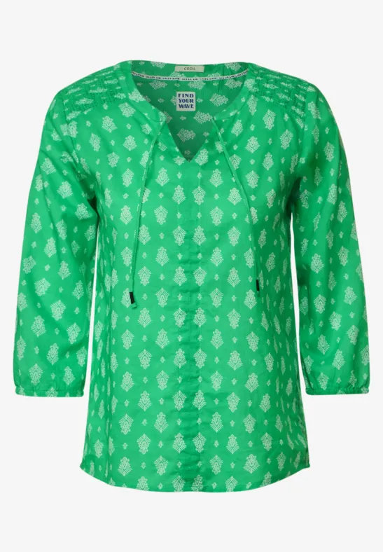 Bluse mit Minimalprint fresh green