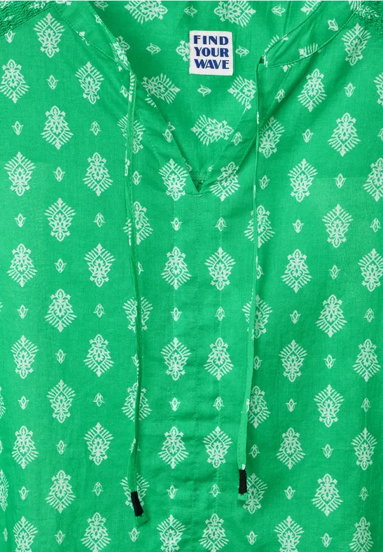 Bluse mit Minimalprint fresh green