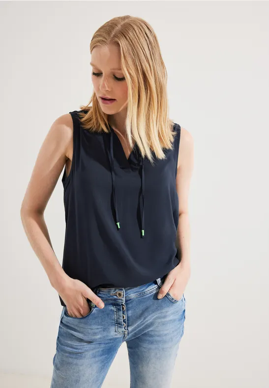 Blusentop in Unifarbe deep blue