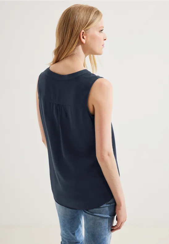 Blusentop in Unifarbe deep blue