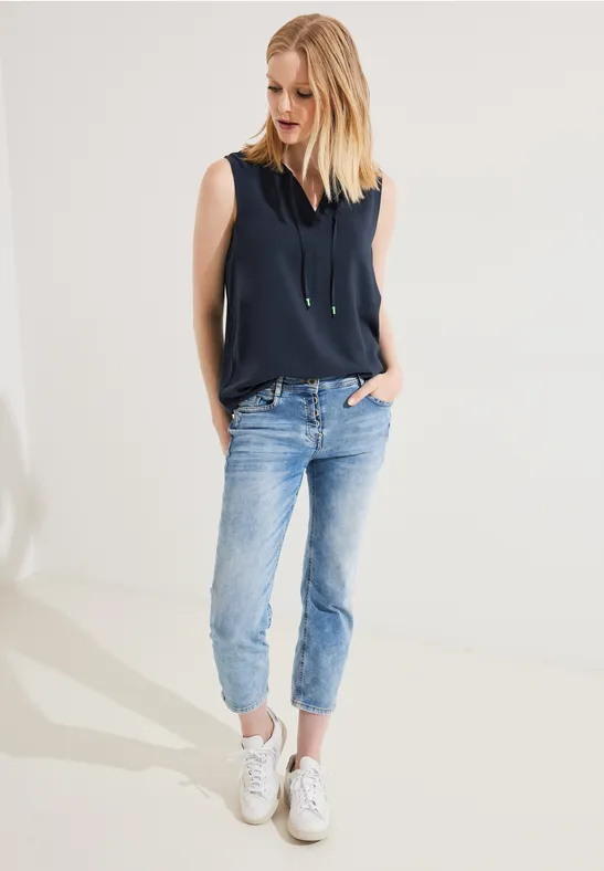 Blusentop in Unifarbe deep blue