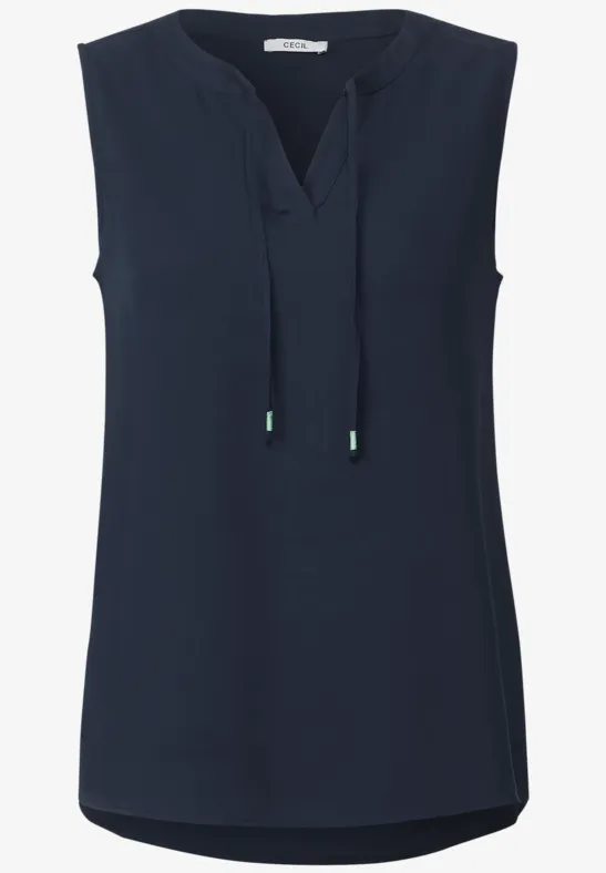 Blusentop in Unifarbe deep blue
