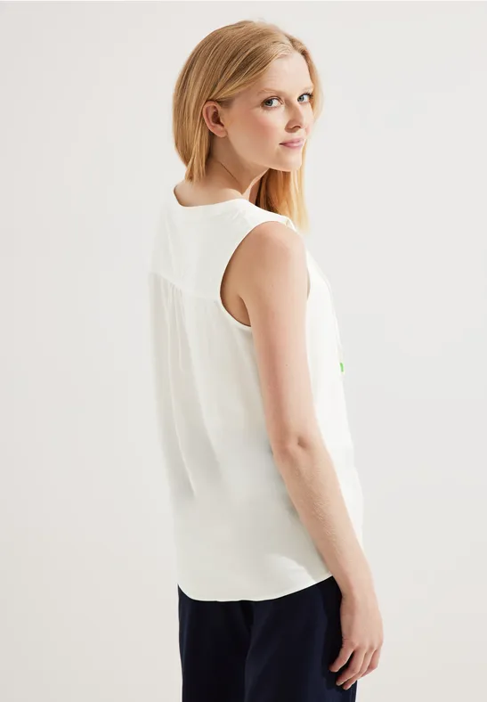 Blusentop in Unifarbe vanilla white
