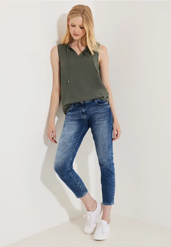 Blusentop in Unifarbe sporty khaki