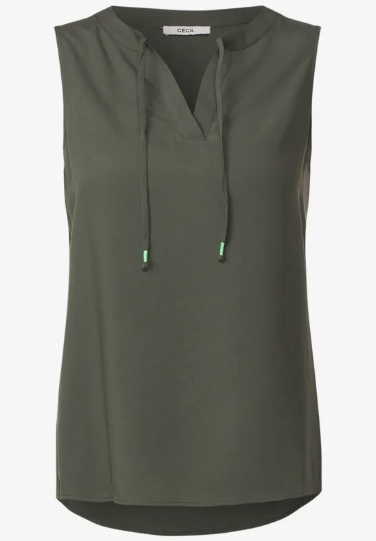Blusentop in Unifarbe sporty khaki