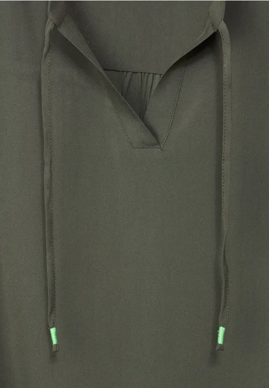 Blusentop in Unifarbe sporty khaki