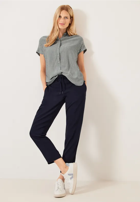 Gestreepte blouse van viscose sporty khaki