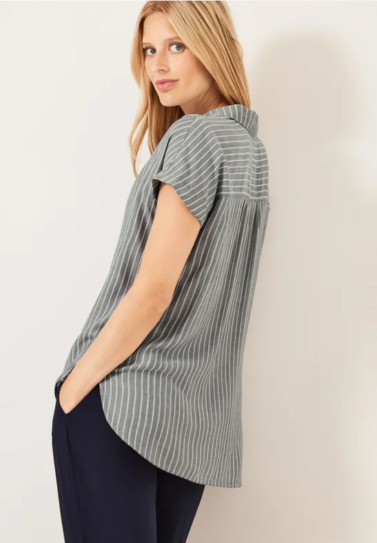 Gestreepte blouse van viscose sporty khaki