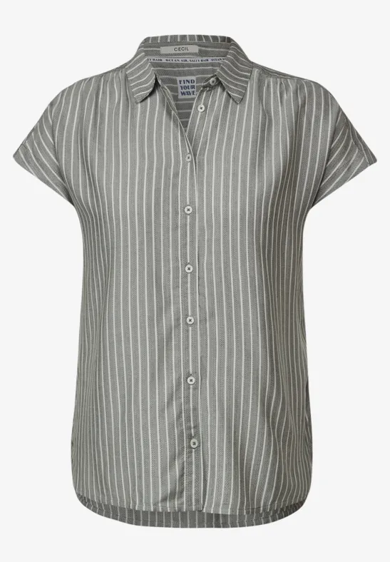 Gestreepte blouse van viscose sporty khaki