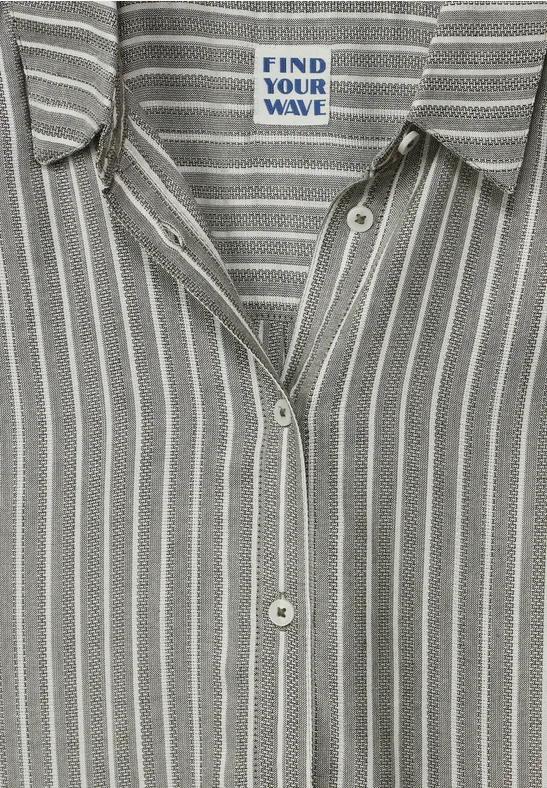 Gestreepte blouse van viscose sporty khaki