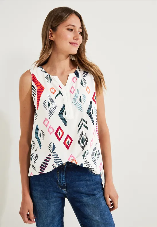 Multicolor Print Top vanilla white