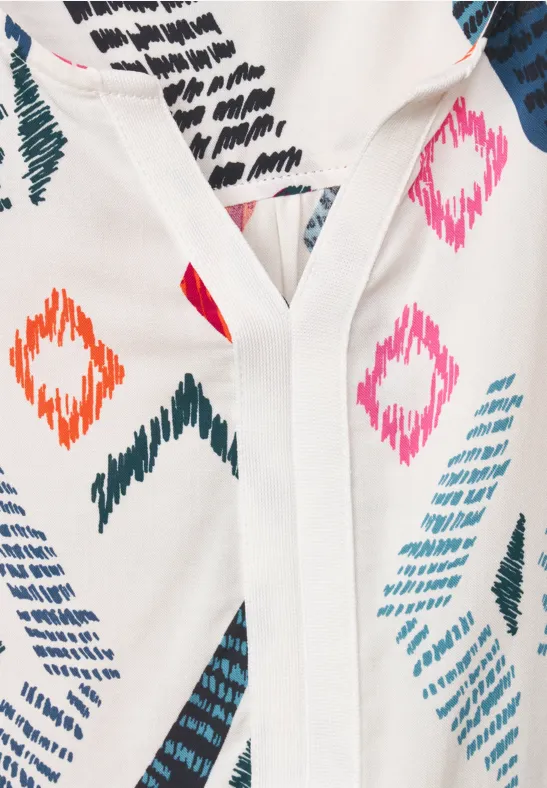 Multicolor Print Top vanilla white