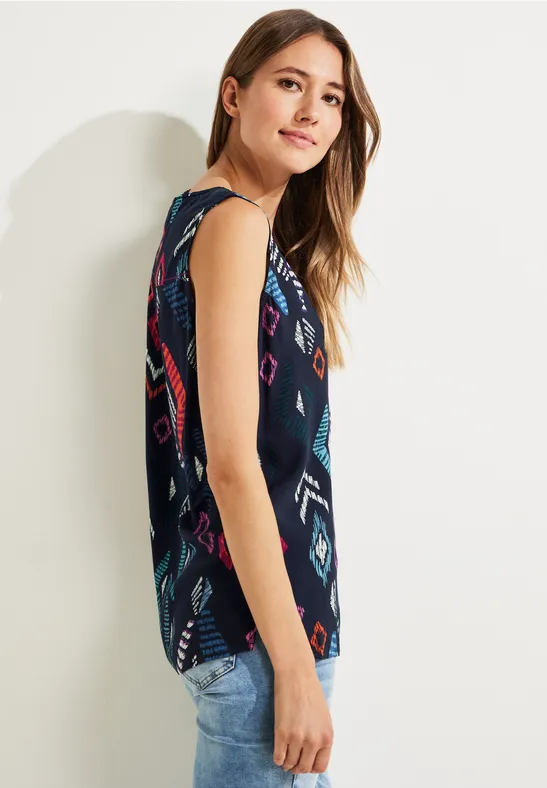 Multicolor Print Top night sky blue