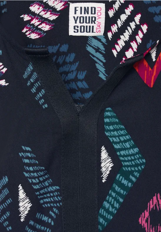 Multicolor Print Top night sky blue