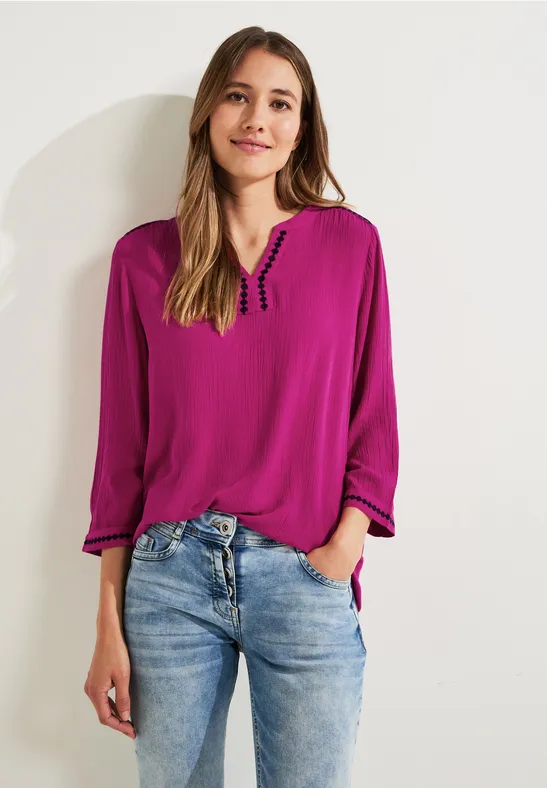 Stickerei Tunikabluse cool pink