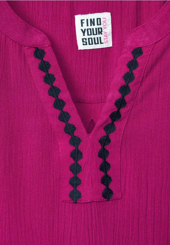 Stickerei Tunikabluse cool pink