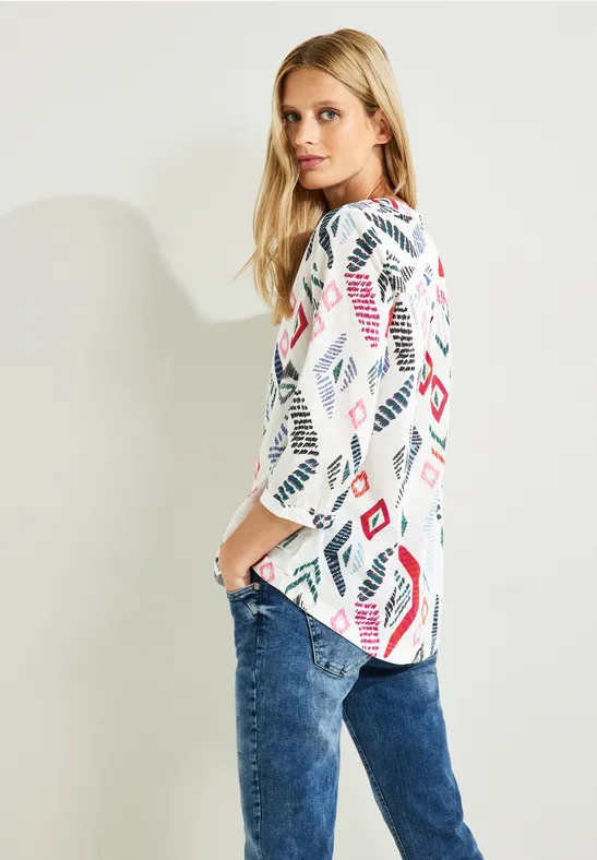 Printbluse in Baumwolle vanilla white