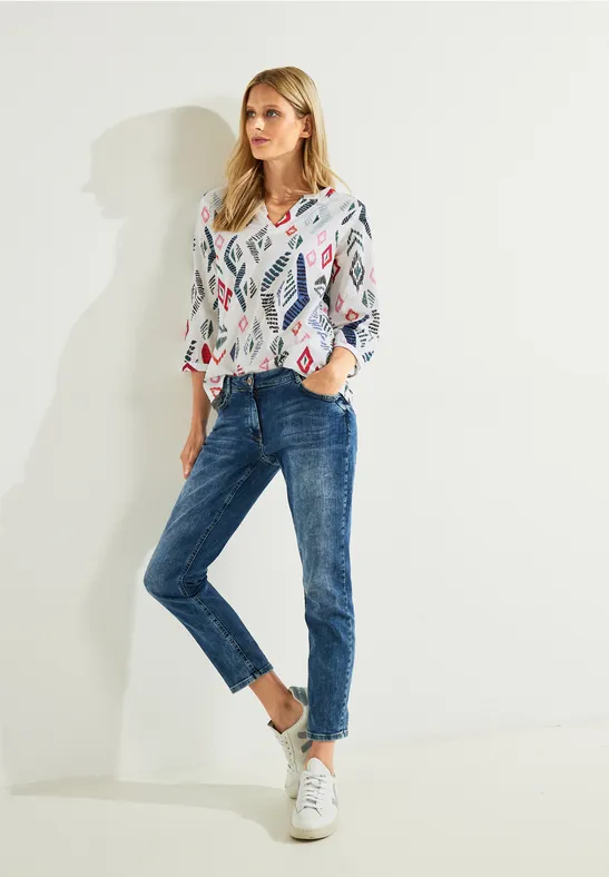 Printbluse in Baumwolle vanilla white