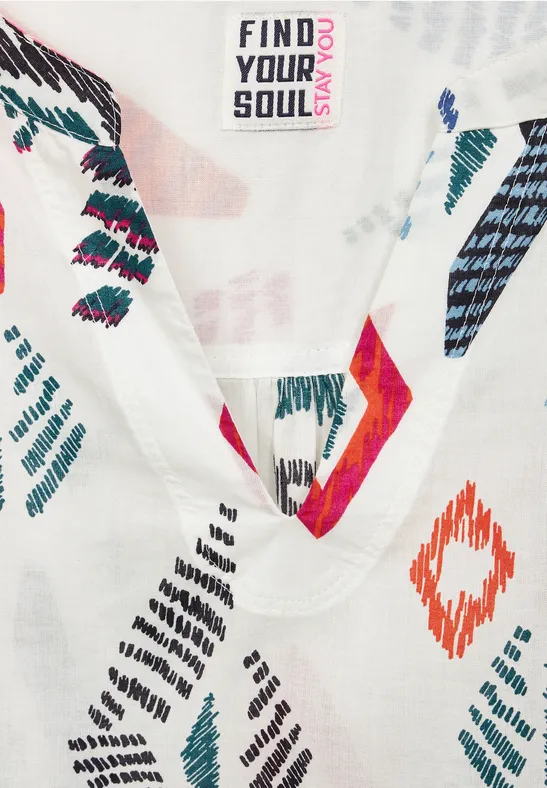 Printbluse in Baumwolle vanilla white