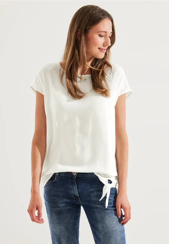 Bluse mit Knotendetail vanilla white