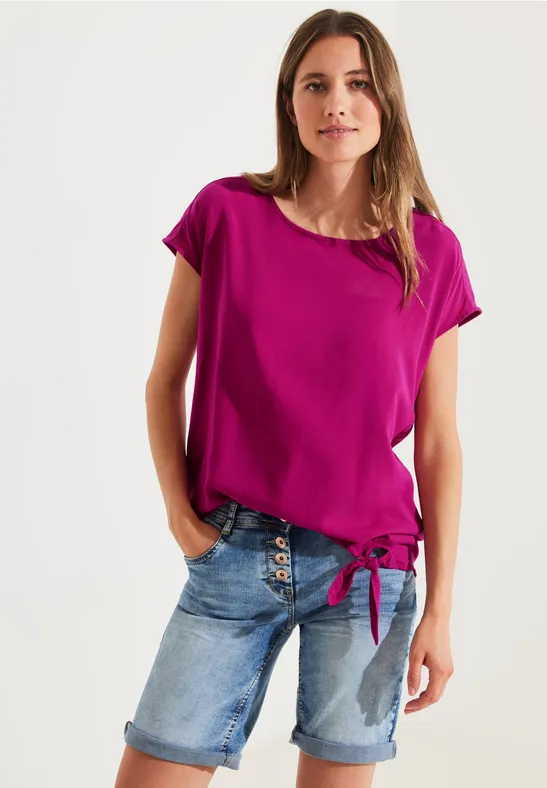 Bluse mit Knotendetail cool pink
