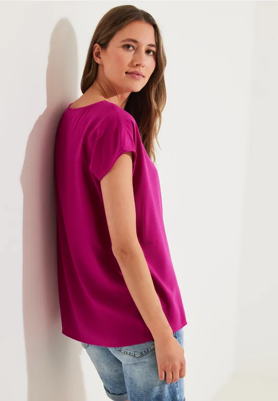 Bluse mit Knotendetail cool pink