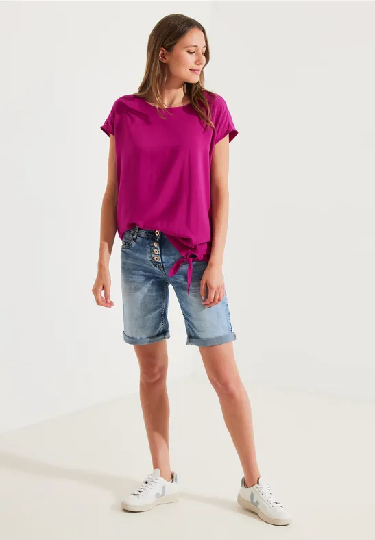 Bluse mit Knotendetail cool pink