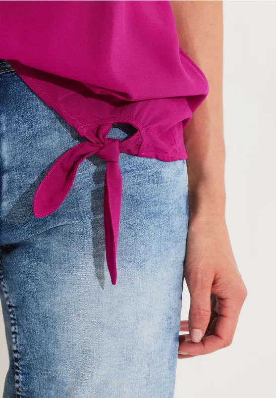 Bluse mit Knotendetail cool pink