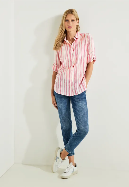 Lässige Streifenbluse cool pink
