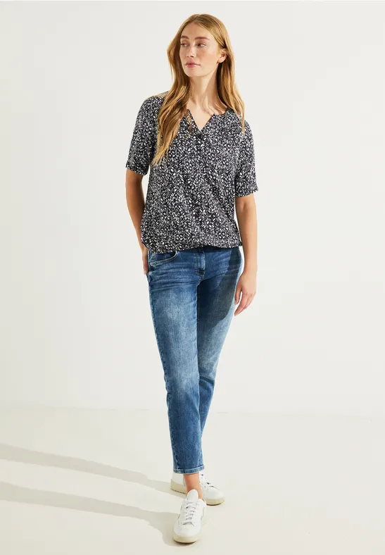 Shirt met multicolor print night sky blue