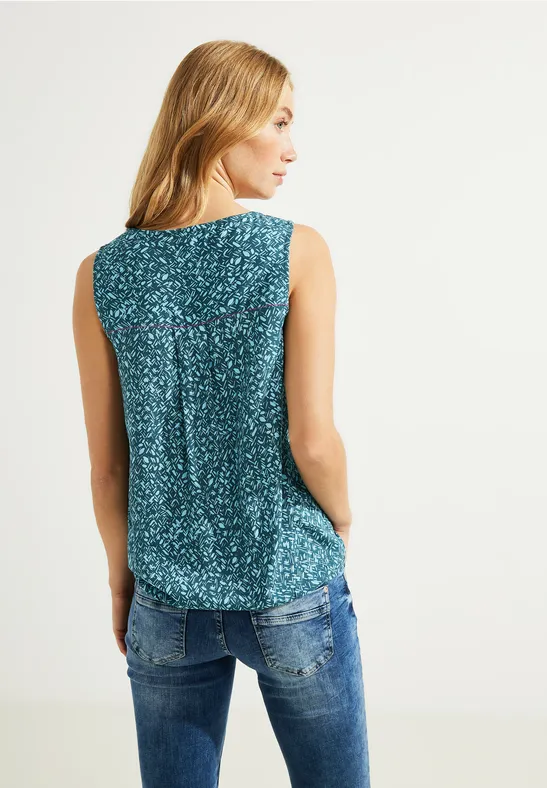 Blusentop mit Minimalprint deep lake green