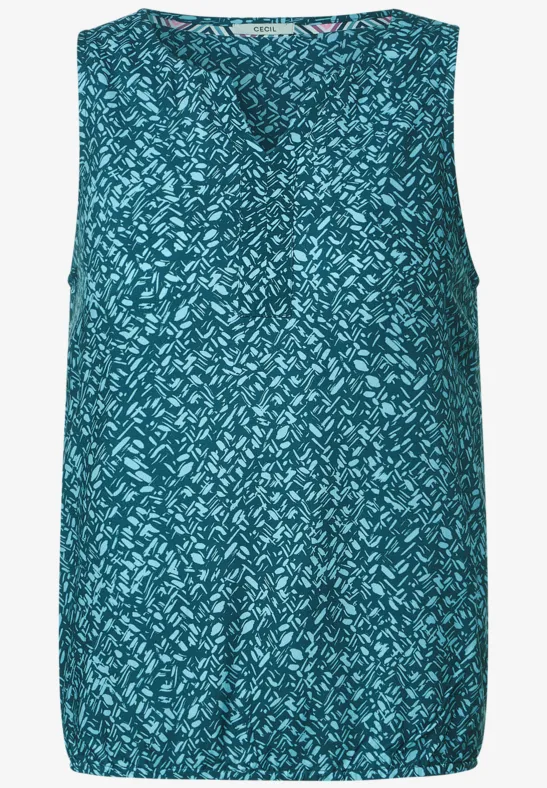 Blusentop mit Minimalprint deep lake green