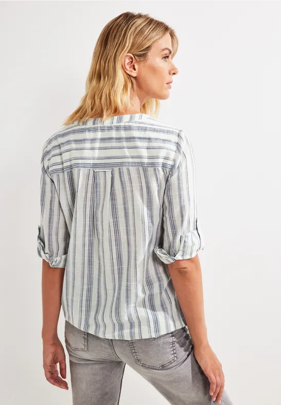Gestreepte blouse met 3/4-mouwen true navy