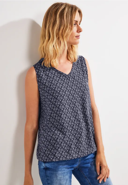 Minimal Print Bluse night sky blue
