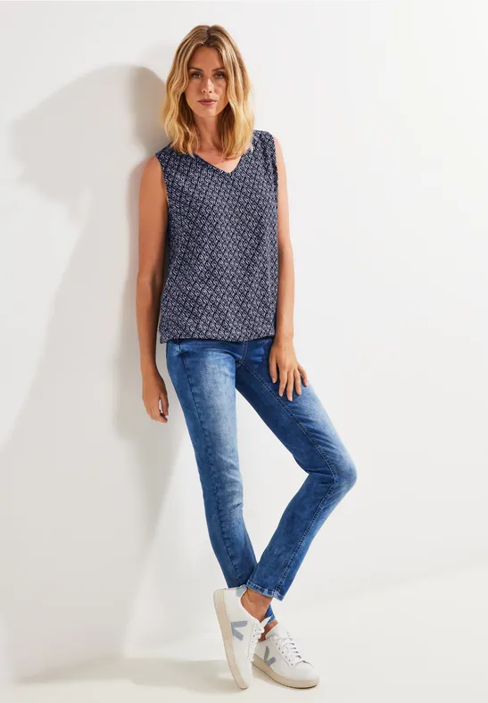 Minimal Print Bluse night sky blue