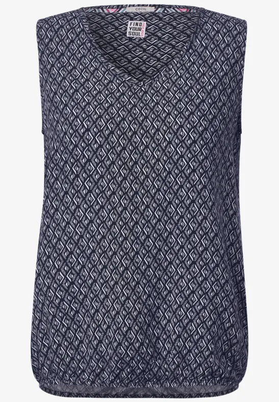 Minimal Print Bluse night sky blue