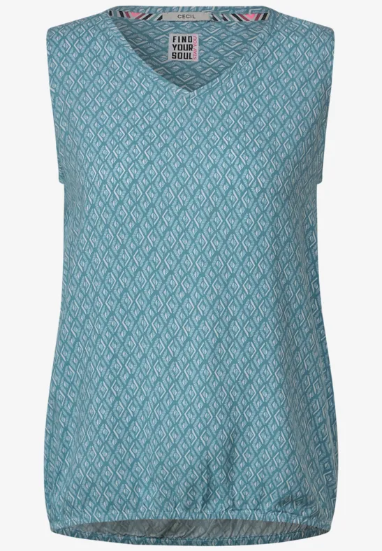 Minimal Print Bluse adriatic blue