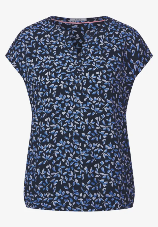 Blouse met bloemenprint deep blue
