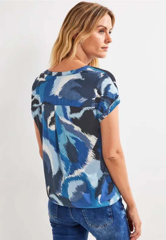 Printbluse blue sea