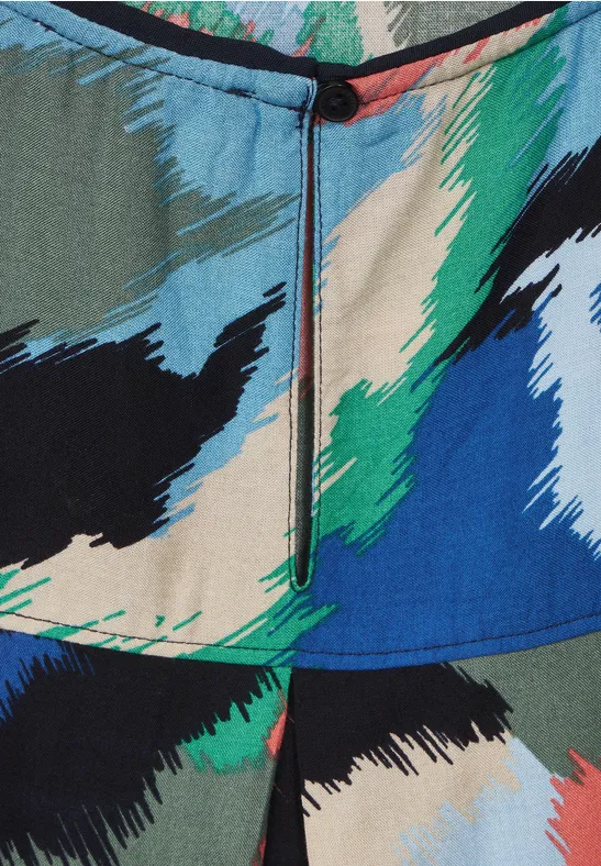 Ärmellose Printbluse deep blue