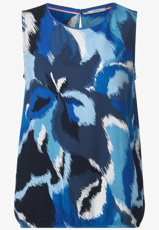 Ärmellose Printbluse blue sea