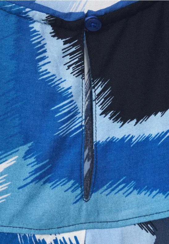 Ärmellose Printbluse blue sea