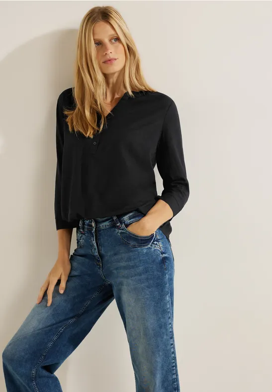 Viskose Bluse in Unifarbe Black