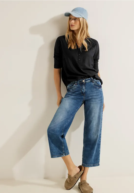 Viskose Bluse in Unifarbe Black