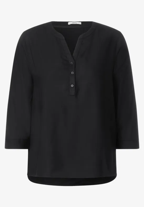 Viskose Bluse in Unifarbe Black