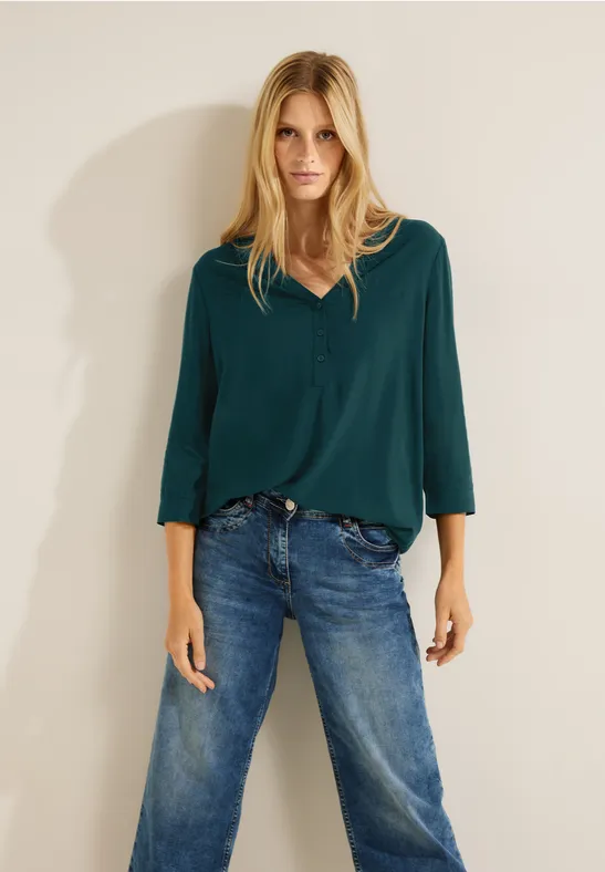 Viskose Bluse in Unifarbe deep lake green