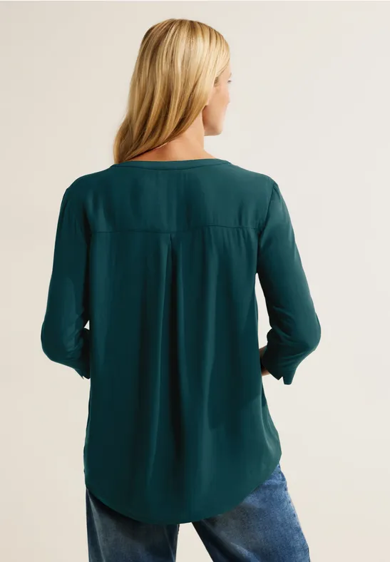 Viskose Bluse in Unifarbe deep lake green