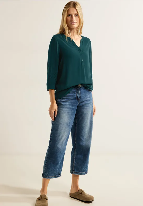 Viskose Bluse in Unifarbe deep lake green