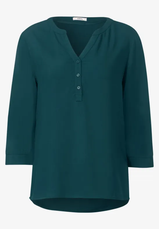 Viskose Bluse in Unifarbe deep lake green