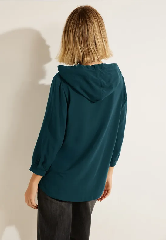 Hoodie-blouse met wording deep lake green